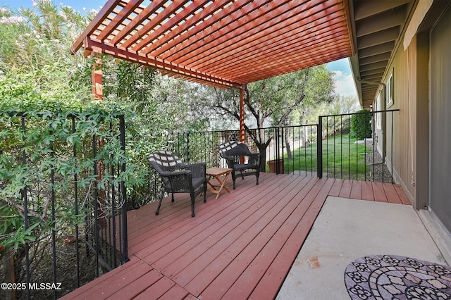 deck featuring a pergola