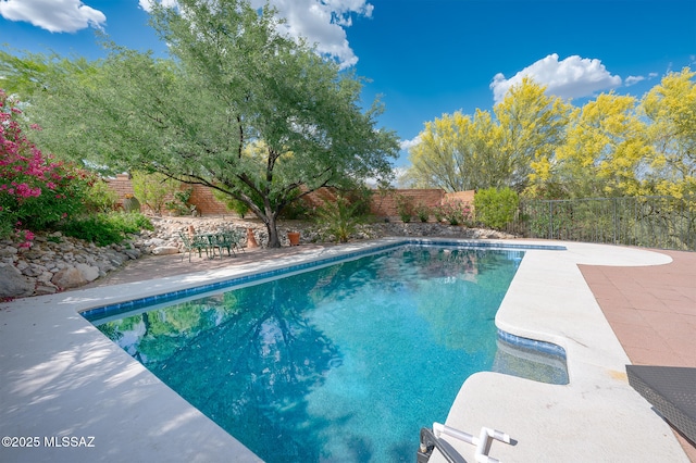 view of swimming pool featuring a patio