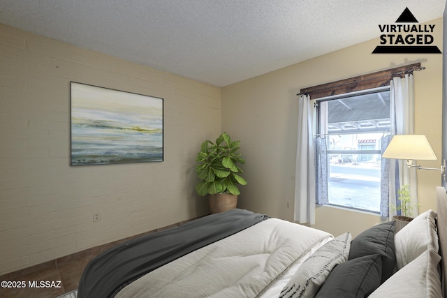 bedroom with a textured ceiling