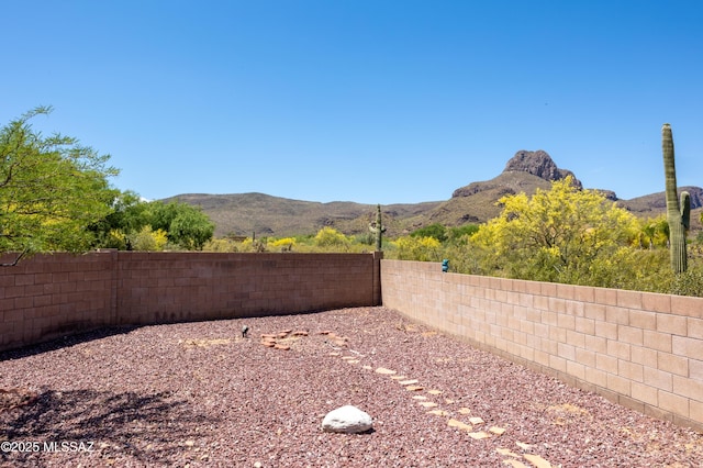 view of yard with a mountain view