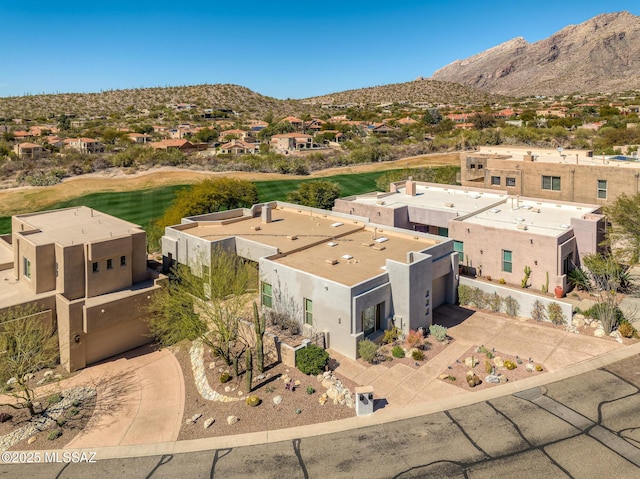 aerial view with a residential view and a mountain view