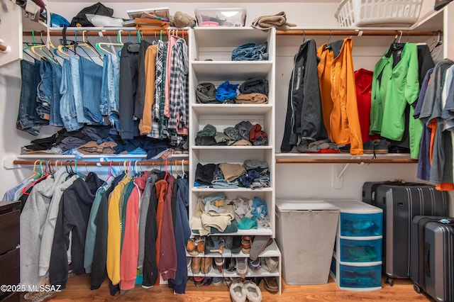 walk in closet featuring hardwood / wood-style floors