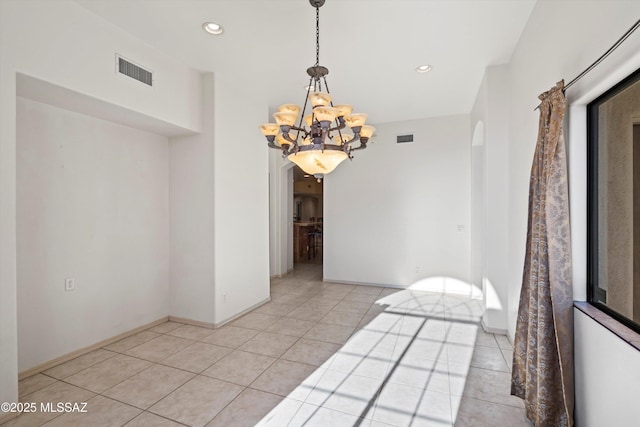 interior space featuring an inviting chandelier