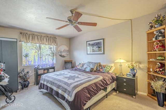 3910 S Via Del Ruisenor, Green Valley, AZ 85622 - bedroom featuring ceiling fan and light colored carpet