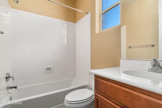 full bathroom with vanity, toilet, and tub / shower combination