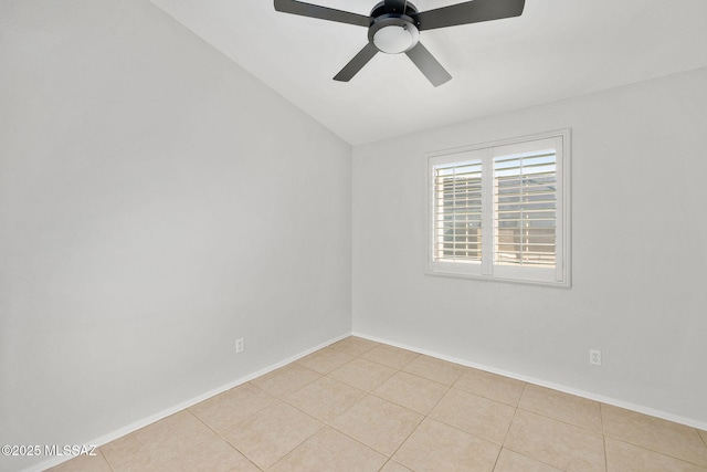 unfurnished room with light tile patterned flooring and ceiling fan