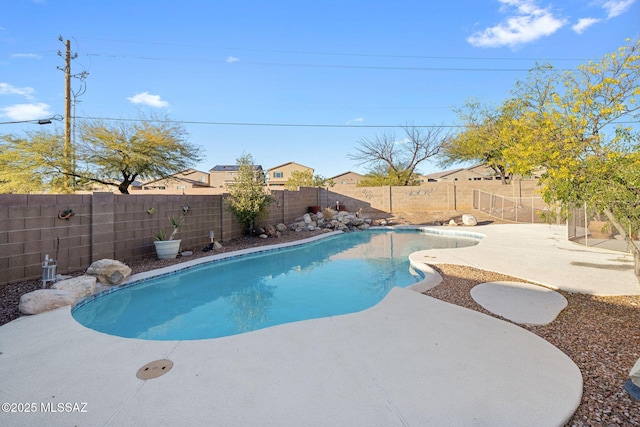 view of swimming pool with a patio area