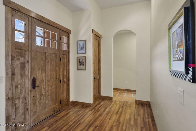 entrance foyer with dark wood-type flooring