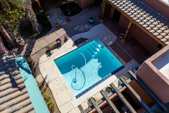 view of pool featuring a patio area