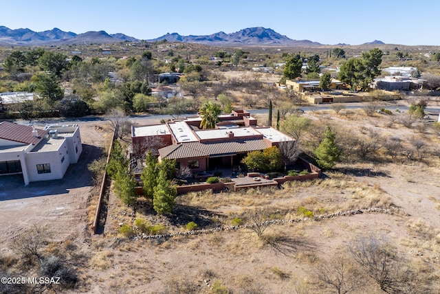 drone / aerial view with a mountain view