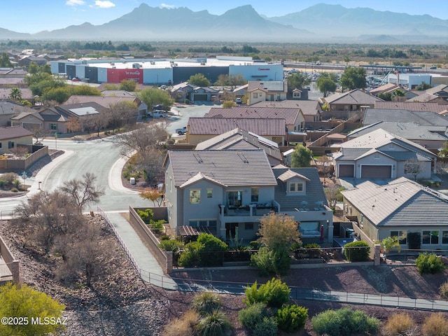 drone / aerial view with a mountain view