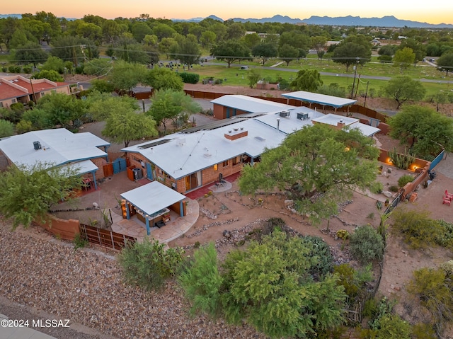 view of aerial view at dusk