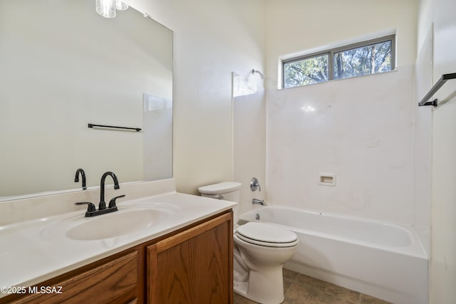 full bathroom with vanity, tile patterned flooring, toilet, and shower / bath combination