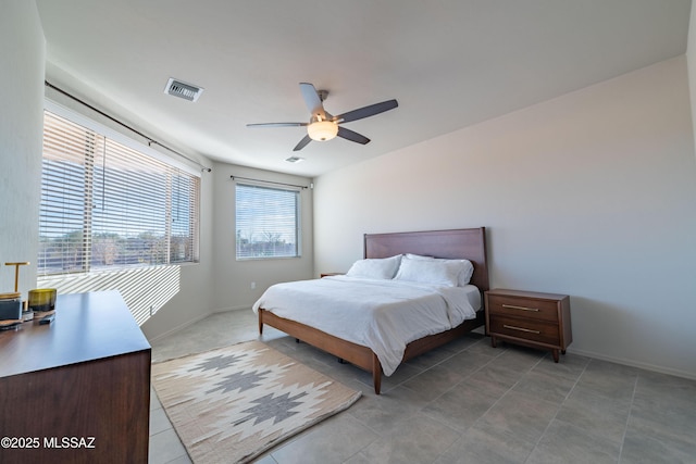 bedroom featuring ceiling fan