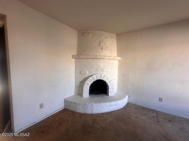 interior details featuring a fireplace