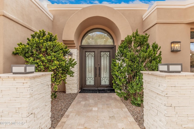 property entrance with french doors