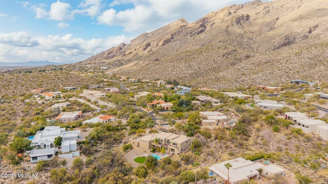 drone / aerial view with a mountain view