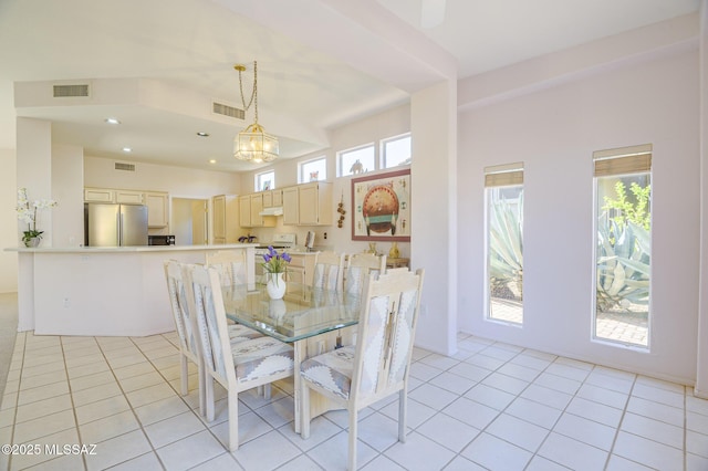 view of tiled dining room