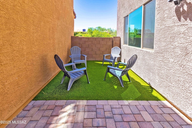 view of yard with a patio area and fence