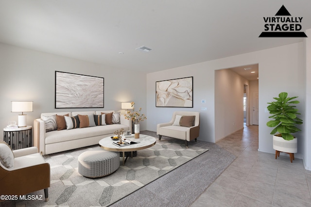 view of tiled living room