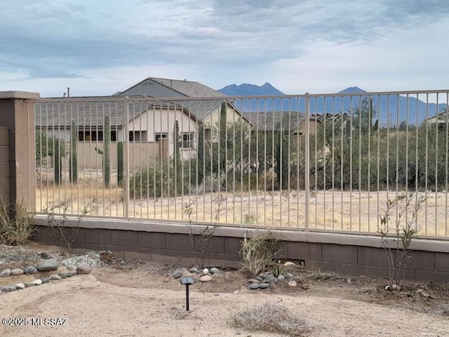 exterior space featuring a mountain view