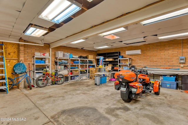 garage with a wall mounted air conditioner