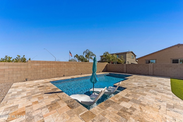 view of swimming pool featuring a patio area