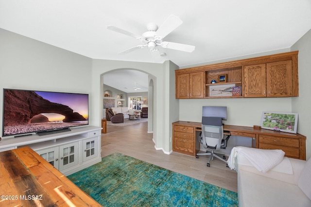 office area featuring ceiling fan