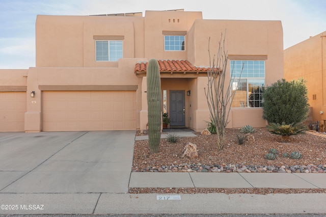 adobe home with a garage