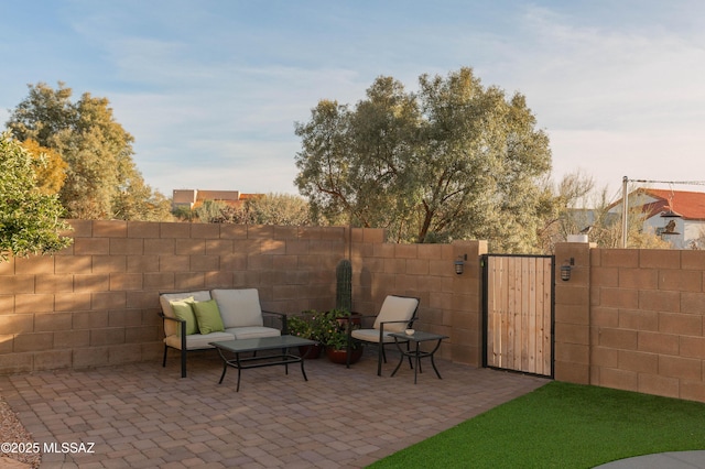 view of patio with an outdoor living space