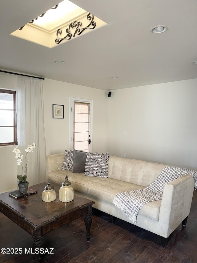 living area featuring dark wood finished floors