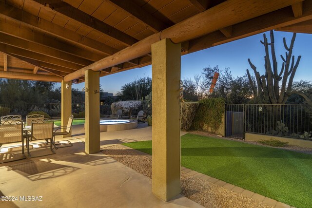 view of patio featuring a fenced in pool