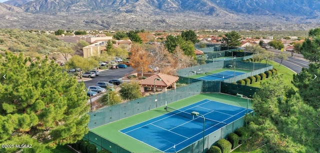 view of sport court featuring a mountain view