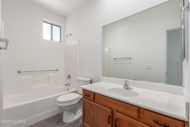 full bathroom featuring vanity, shower / bathing tub combination, and toilet