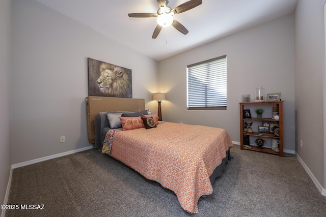 bedroom featuring carpet and ceiling fan