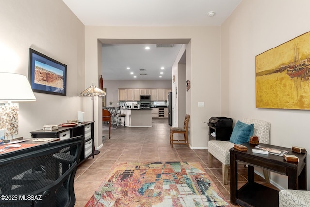 interior space with tile patterned flooring