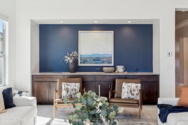 living room featuring light wood-type flooring