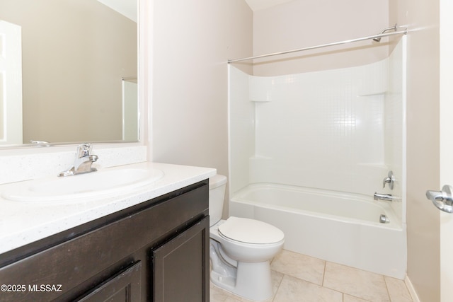 full bathroom featuring vanity, tile patterned flooring, toilet, and shower / bath combination