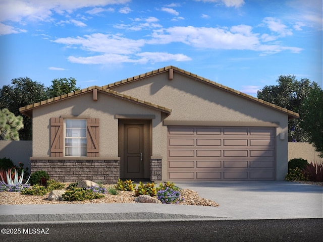 view of front of property with a garage