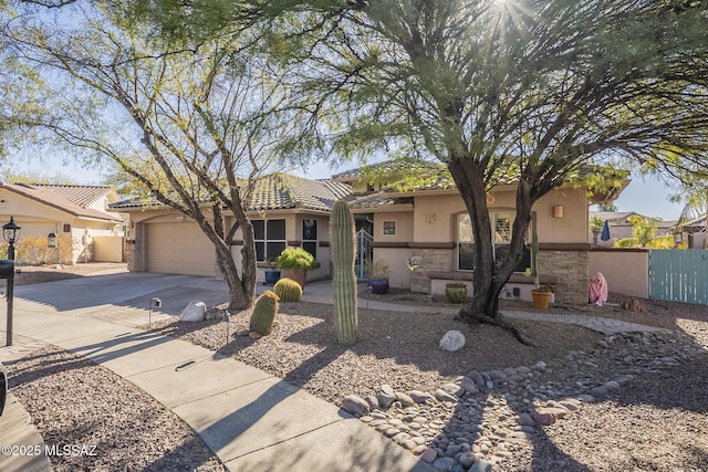 view of front of property with a garage