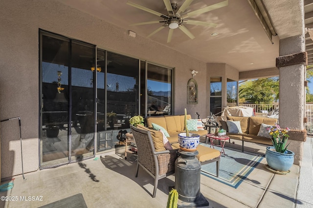 view of patio / terrace featuring an outdoor hangout area and ceiling fan