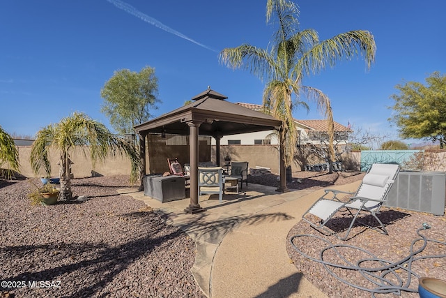 view of patio / terrace featuring a gazebo