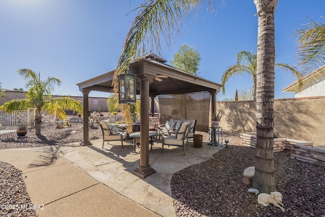 view of patio / terrace with a gazebo