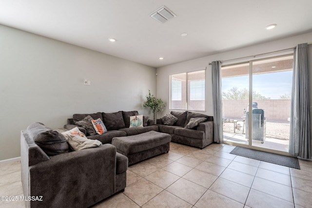 view of tiled living room