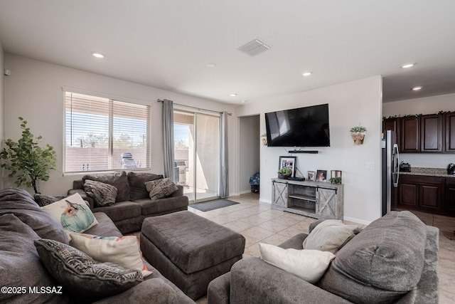 view of tiled living room