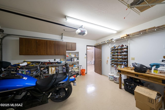 garage with a garage door opener