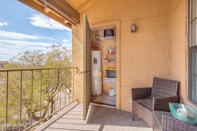 balcony with electric water heater