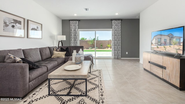 view of tiled living room