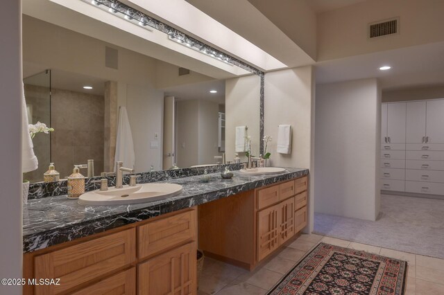 carpeted bedroom with ceiling fan, lofted ceiling, access to exterior, and a mountain view