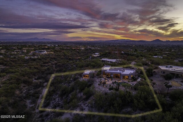 mountain view with a patio area